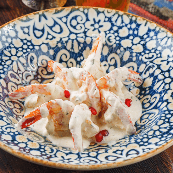 Креветки жареные в&nbsp;сливочно-чесночном соусе — Ресторан Халиф