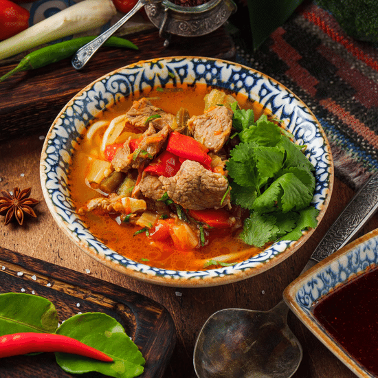 Лагман из&nbsp;телятины с&nbsp;домашней лапшой — Ресторан Халиф